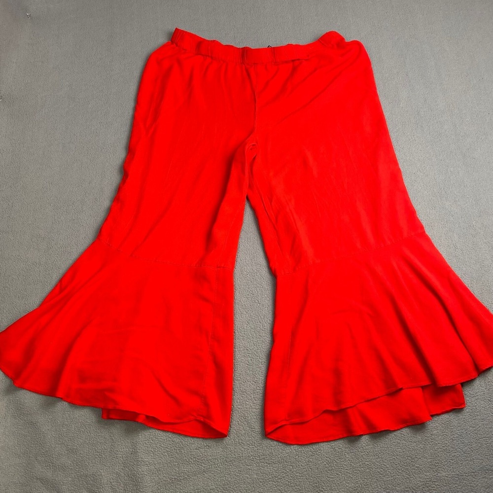 MIDNIGHT VELVET‎ Brand, Women's Plus Size 2X Pants, Red Crop Wide Leg,Pullover